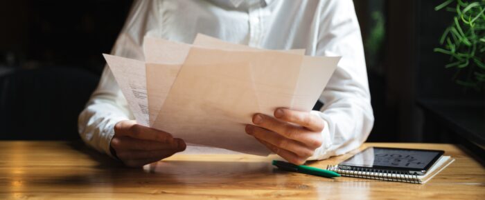 Employee reading letter