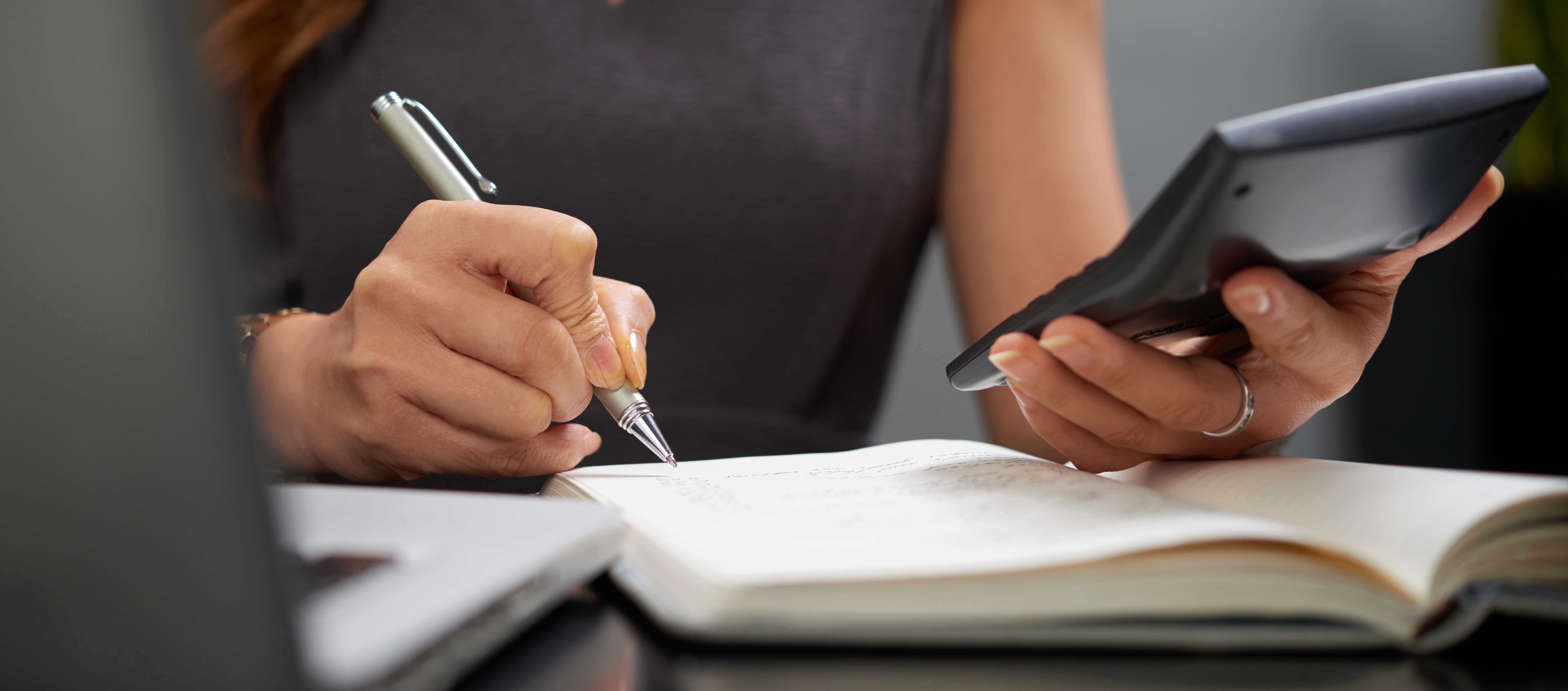 Lady making calculations