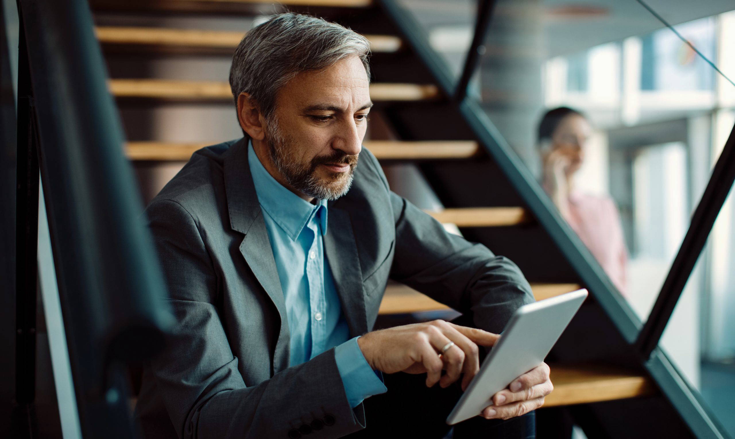 Male businessman reading